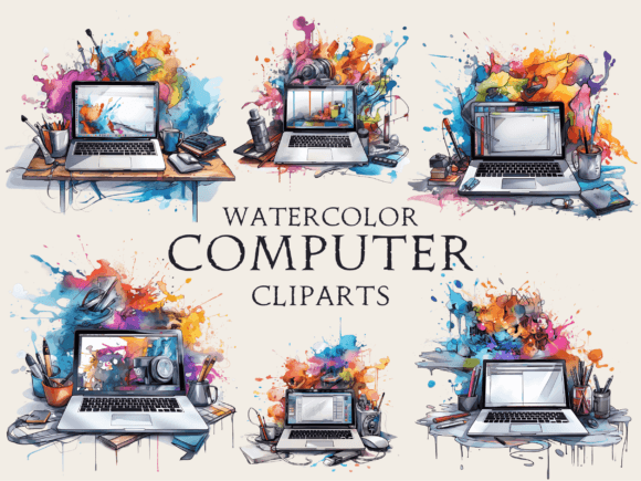 Download Watercolor Computer Clipart - Computer Collection