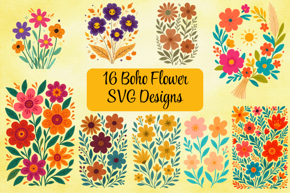 Download Modern Boho Flower SVG Designs - Designs Collection