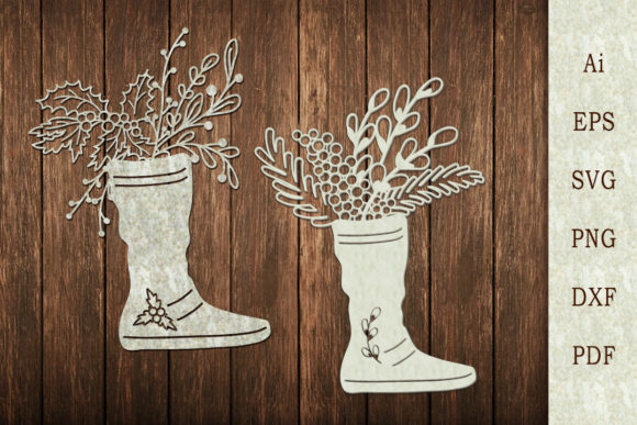 Download Boots with Flowers. Papercut - Premium Resources