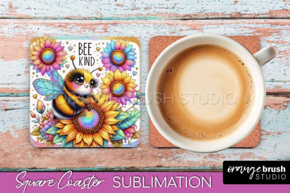 Download Watercolor Bee Square Coaster Design - Coaster design Collection